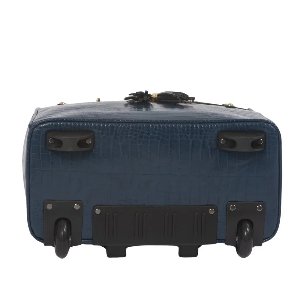THE RIVIERA Blue Alligator Rolling Laptop Bag, Rolling Briefcase for Women